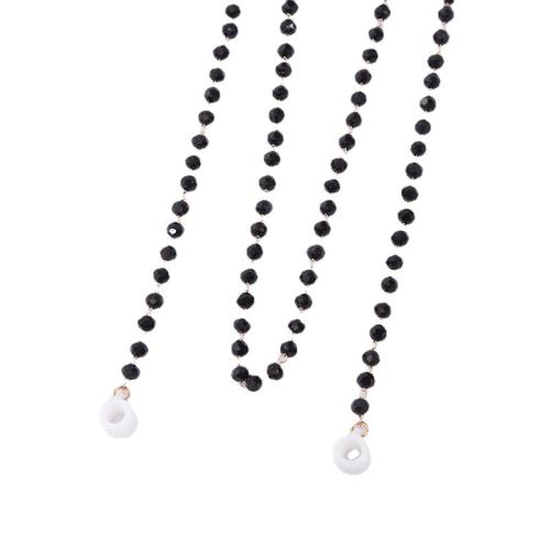 Brass Glasses Chain, with Crystal & Plastic Pearl, plated, fashion jewelry 4mm Approx 70 cm 