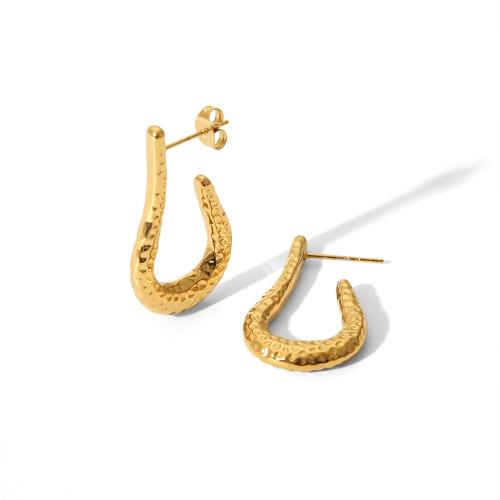 Boucle en acier inoxydable, Acier inoxydable 304, Plaqué d'or 18K, bijoux de mode & pour femme, Vendu par paire