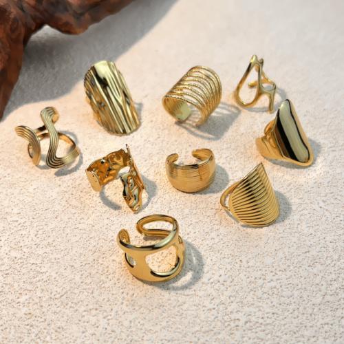 Bague en acier inoxydable, Acier inoxydable 304, Placage, bijoux de mode & styles différents pour le choix & pour femme, doré, Vendu par PC