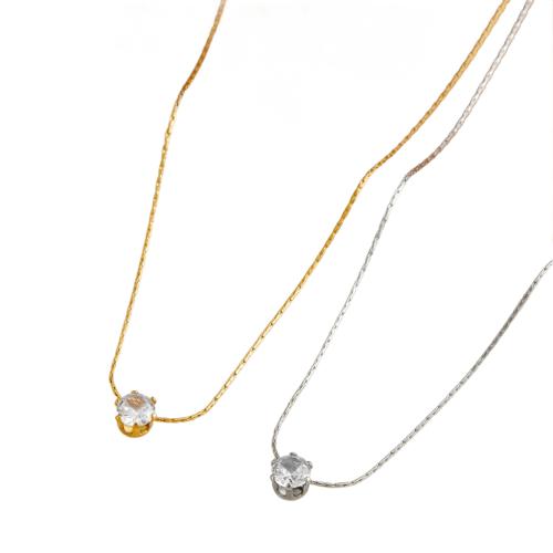 Ожерелье Цирконий нержавеющей стали, Нержавеющая сталь 304, с кубический цирконий, Другое покрытие, ювелирные изделия моды & Женский, Много цветов для выбора, длина:Приблизительно 45 см, продается PC