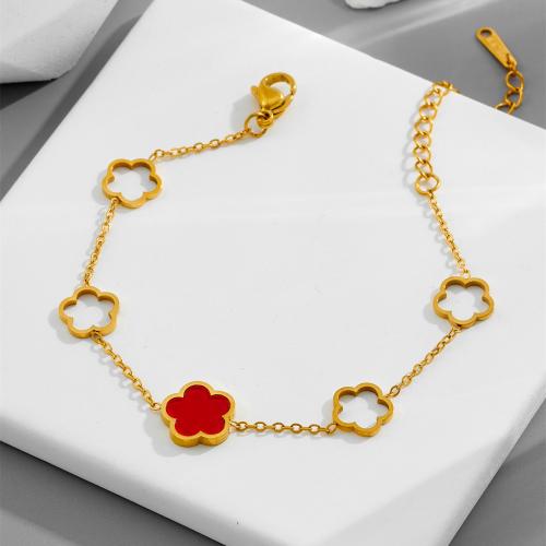 Bracelets en acier inoxydable, Acier inoxydable 304, avec coquille, Placage de couleur d'or, bijoux de mode & pour femme & creux, plus de couleurs à choisir Environ 16 cm, Vendu par PC