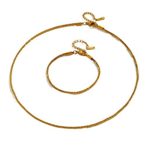 Parures de bijoux en acier inoxydable, Acier inoxydable 304, Placage, bijoux de mode & styles différents pour le choix & pour femme, plus de couleurs à choisir, Necklace :45cm;Bracelet :16cm., Vendu par PC