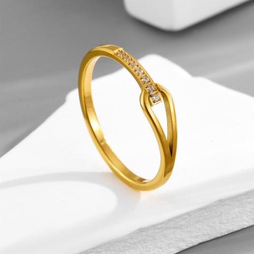 Bague en acier inoxydable , Acier inoxydable 304, Placage, normes différentes pour le choix & pour femme & avec strass & creux, plus de couleurs à choisir, Vendu par PC