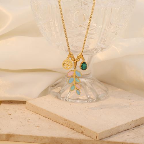 304ステンレススチール ネックレス, メッキ, 異なるスタイルを選択 & 女性用 & エナメル & ライン石のある, 金色, 売り手 パソコン