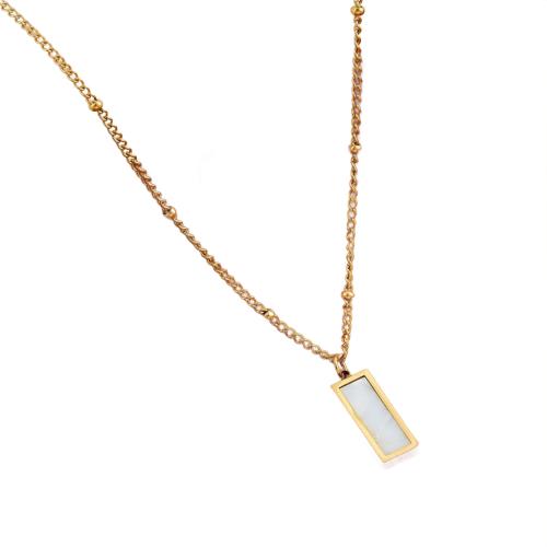 ステンレス鋼のジュエリーネックレス, 304ステンレススチール, とともに 白い貝, 真空イオンプレーティング, ファッションジュエリー & 選択のための異なった材料 & 女性用, 金色, 長さ:約 41-50 センチ, 売り手 パソコン