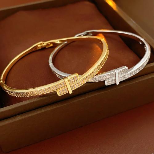 laiton bracelet ordinaire, Placage, pavé de micro zircon & pour femme, plus de couleurs à choisir, Vendu par PC