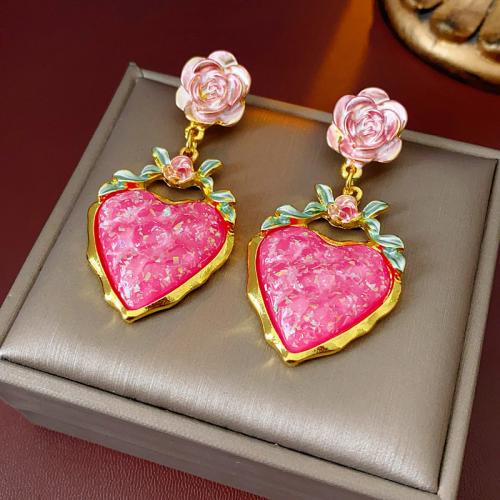 Zinklegierung Tropfen Ohrring, mit Harz & Kunststoff Perlen, goldfarben plattiert, verschiedene Stile für Wahl & für Frau & mit Strass, earring length 29-59mm, verkauft von Paar