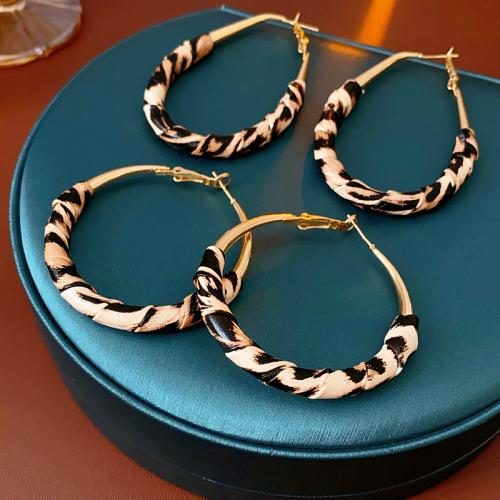PU Leather Lever Back Earring, with Iron, gold color plated & for woman, earring length 45-65mm [