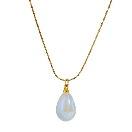 Natürliche Süßwasserperlen Halskette, 304 Edelstahl, mit Kunststoff Perlen, 18K vergoldet, Modeschmuck & für Frau, Länge:ca. 40 cm, verkauft von PC