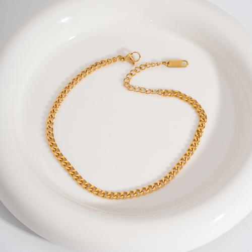 Edelstahl Fußkettchen Schmuck, 304 Edelstahl, plattiert, Modeschmuck & verschiedene Stile für Wahl & für Frau, goldfarben, verkauft von PC