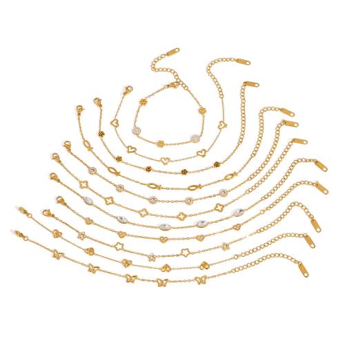 Rhinestone stainless steel Jewelry Set, 304 Stainless Steel, 18K gold plated & for woman & with rhinestone 