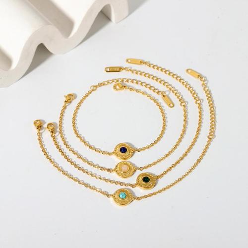 Bracelet en acier inoxydable, Acier inoxydable 304, avec turquoise, Placage ionique sous vide, bijoux de mode & différents matériaux pour le choix & pour femme, doré, Vendu par PC[