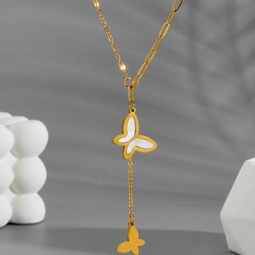 ステンレス鋼のジュエリーネックレス, 304ステンレススチール, とともに 白い貝, メッキ, ファッションジュエリー & 女性用, 金色, 長さ:約 45 センチ, 売り手 パソコン