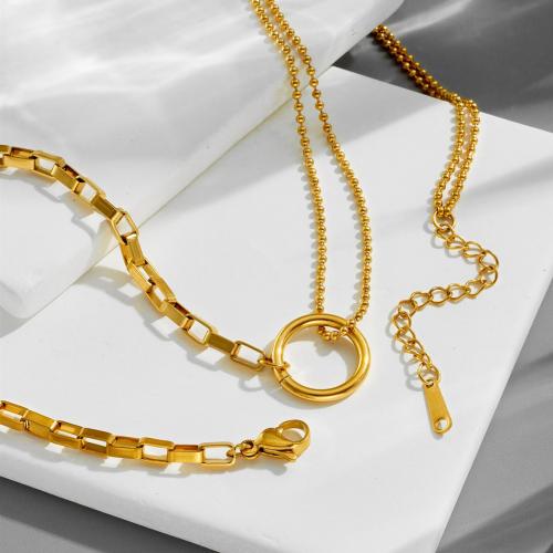 Parures de bijoux en acier inoxydable, Acier inoxydable 304, Placage, styles différents pour le choix & pour femme & creux, doré, Necklace :40cm; Bracelet :16cm., Vendu par PC