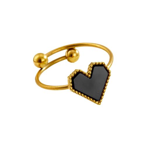 Enamel Stainless Steel Finger Ring, 304 Stainless Steel, with Acrylic, gold color plated, fashion jewelry & for woman US Ring 