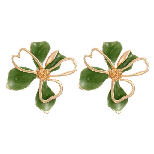 Enamel Zinc Alloy Stud Earring, Flower, plated, fashion jewelry & for woman 