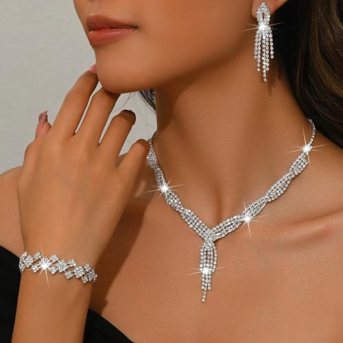 laiton parure de bijoux, Placage, styles différents pour le choix & pour femme & avec strass, Vendu par fixé