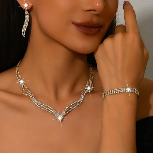 laiton parure de bijoux, Placage, styles différents pour le choix & pour femme & avec strass, Vendu par fixé