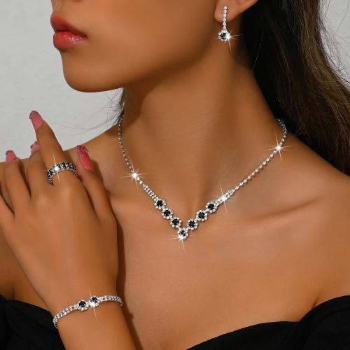 laiton parure de bijoux, Placage, styles différents pour le choix & pour femme & avec strass, Vendu par fixé