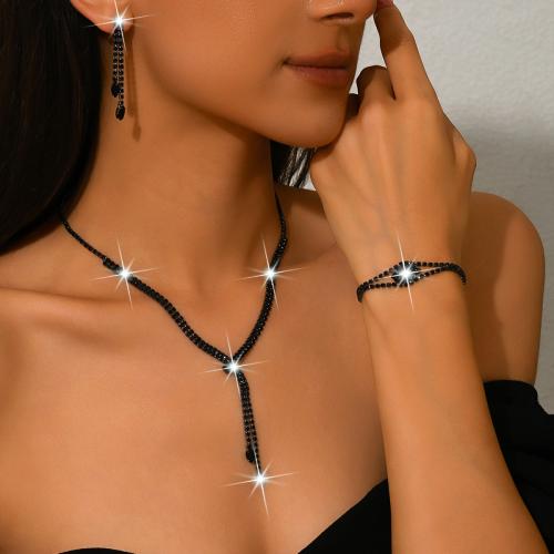 laiton parure de bijoux, Placage, styles différents pour le choix & pour femme & avec strass, Vendu par fixé