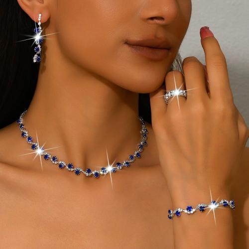 Zinklegierung Mode Schmuckset, plattiert, verschiedene Stile für Wahl & für Frau & mit Strass, verkauft von setzen