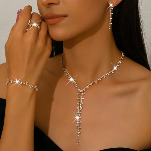 laiton parure de bijoux, Placage, styles différents pour le choix & pour femme & avec strass, Vendu par fixé
