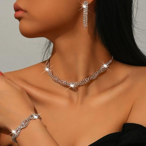 laiton parure de bijoux, Placage, styles différents pour le choix & pour femme & avec strass, Vendu par fixé