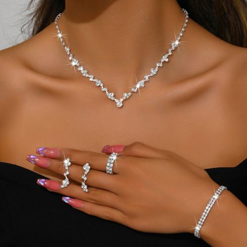 laiton parure de bijoux, Placage, styles différents pour le choix & pour femme & avec strass, Vendu par fixé