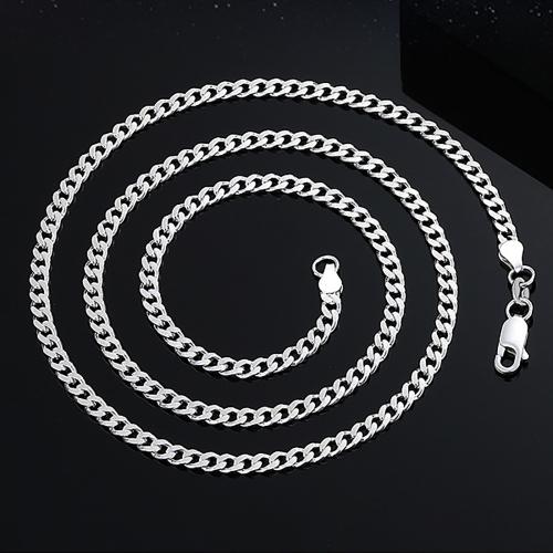 Collier en argent sterling chaîne, argent sterling 925, chaîne latérale & Coupe de fleurs & normes différentes pour le choix, plus de couleurs à choisir, Vendu par PC[