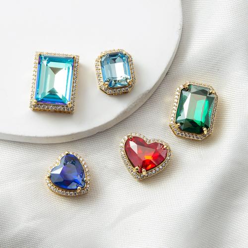 Cubique Pendentif en laiton zircon pavent, Placage, DIY & pavé de micro zircon, plus de couleurs à choisir, protéger l'environnement, sans nickel, plomb et cadmium Vendu par PC