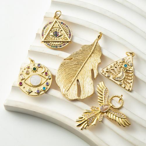 Cubique Pendentif en laiton zircon pavent, Placage, bijoux de mode & pavé de micro zircon, plus de couleurs à choisir, protéger l'environnement, sans nickel, plomb et cadmium Vendu par PC