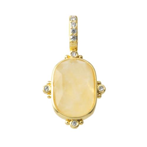 Cubique Pendentif en laiton zircon pavent, avec Grès bleu & perles de citrine, Placage, bijoux de mode & pavé de micro zircon, plus de couleurs à choisir, protéger l'environnement, sans nickel, plomb et cadmium Vendu par PC