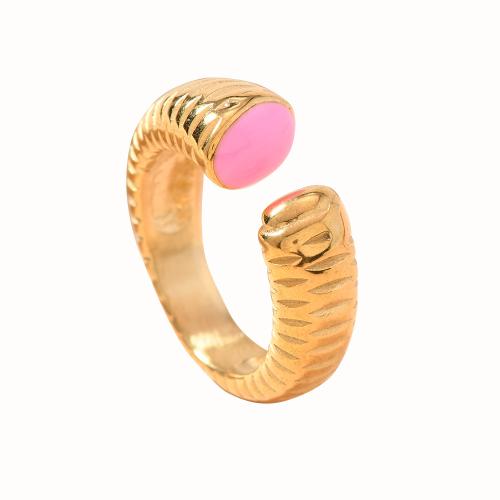 Emaille Edelstahl Ringe, 304 Edelstahl, goldfarben plattiert, Modeschmuck & unisex, keine, verkauft von PC