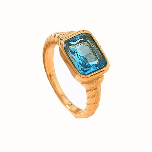 Kuba Zirkonia Edelstahl Ringe, 304 Edelstahl, mit kubischer Zirkonia, goldfarben plattiert, Modeschmuck & verschiedene Größen vorhanden & für Frau, keine, verkauft von PC