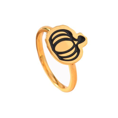 Enamel Stainless Steel Finger Ring, 304 Stainless Steel, plated, Halloween Design & Unisex, golden, US Ring 