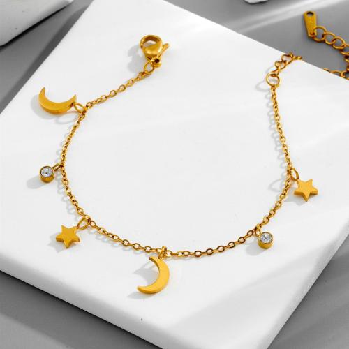 Bracelet en acier inoxydable, Acier inoxydable 304, Placage, bijoux de mode & pour femme & avec strass, plus de couleurs à choisir Environ 16 cm, Vendu par PC