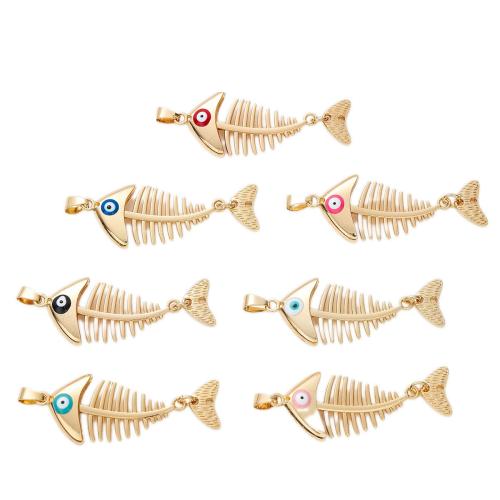 Pendentifs animaux en alliage de zinc, Squelette de poisson, Placage de couleur d'or, DIY & émail, plus de couleurs à choisir, Vendu par PC