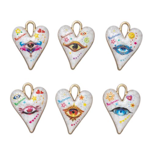 Zinc Alloy Enamel Pendants, Heart, gold color plated, DIY 
