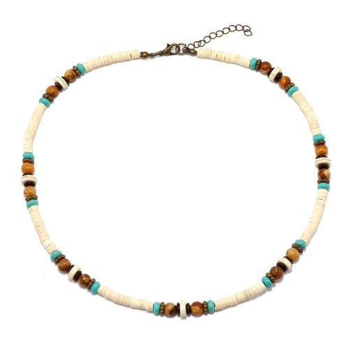 Wood Necklace, with turquoise & Synthetic Gemstone, plated, fashion jewelry & for man Approx 44 cm 