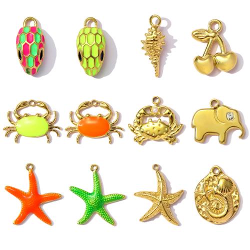 Titanium Steel Pendants, with Plastic Pearl, plated, DIY & enamel & with rhinestone 