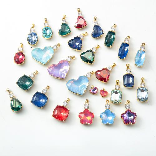Cubique Pendentif en laiton zircon pavent, Placage, bijoux de mode & pavé de micro zircon, plus de couleurs à choisir, protéger l'environnement, sans nickel, plomb et cadmium Vendu par PC