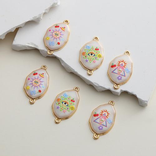 Zinc Alloy Pendant, with Resin, gold color plated, DIY & enamel & double-hole 