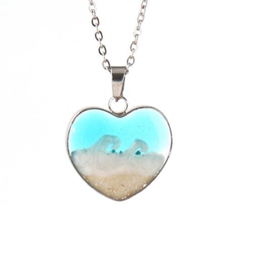 Zinc Alloy Necklace, with 304 Stainless Steel Chain, epoxy gel & for woman & enamel, original color Approx 41-50 cm 