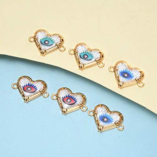Zinc Alloy Pendant, with Resin, Heart, gold color plated, DIY & enamel & double-hole 