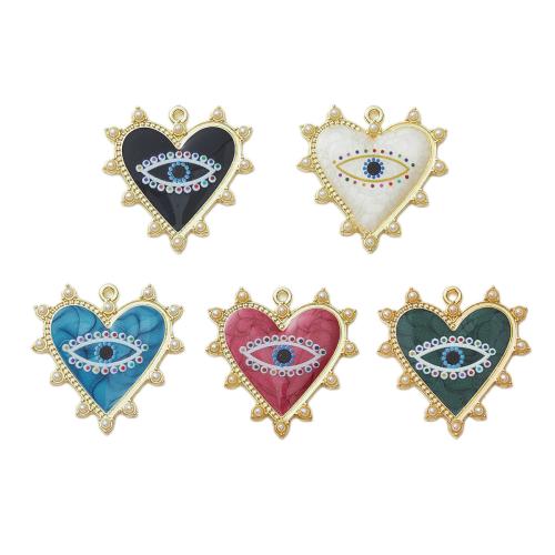 Zinc Alloy Enamel Pendants, with Plastic Pearl, Heart, gold color plated, DIY 