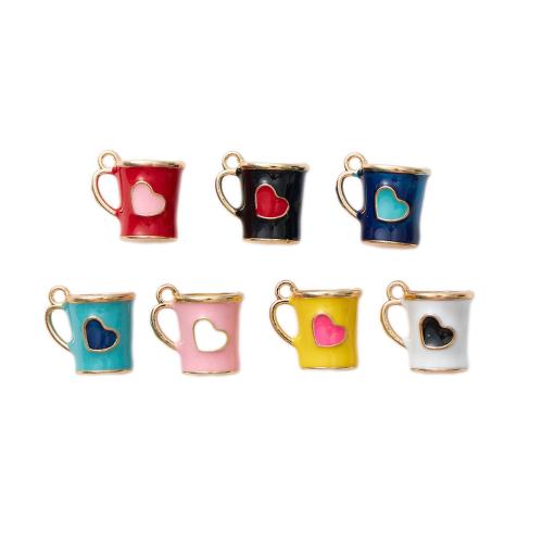 Zinc Alloy Enamel Pendants, Cup, gold color plated, DIY 