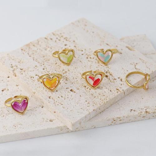 304 Stainless Steel Cuff Finger Ring, with Dried Flower & Resin, gold color plated, fashion jewelry & handmade & for woman 