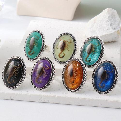 Zinc Alloy Cuff Finger Ring, with Resin, handmade, Unisex & luminated 