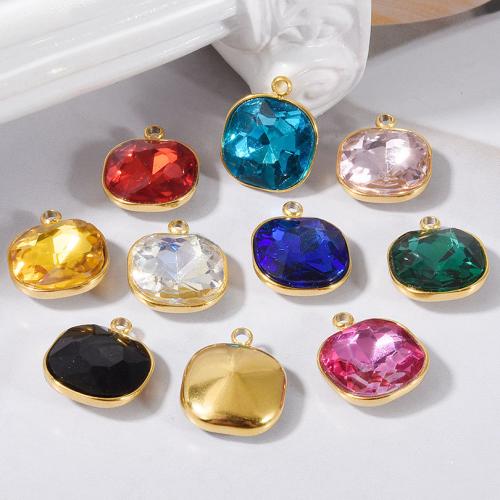 Rhinestone Stainless Steel Pendants, 304 Stainless Steel, with Glass Rhinestone, Vacuum Ion Plating, DIY 