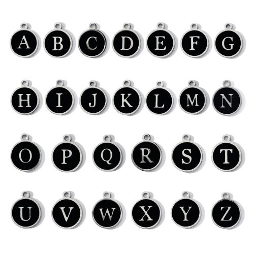 Pendentif de lettre en acier inoxydable, Acier inoxydable 304, Rond, Placage, DIY & émail, plus de couleurs à choisir Vendu par sac